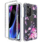 For Motorola Edge 30 Pro PC+TPU Transparent Painted Phone Case(Pink Flower) - 1