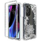 For Motorola Edge 30 Pro PC+TPU Transparent Painted Phone Case(White Flower) - 1