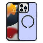 For iPhone 12 Pro Carbon Fiber Texture MagSafe Magnetic Phone Case(Light Purple) - 1