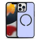 For iPhone 11 Carbon Fiber Texture MagSafe Magnetic Phone Case (Light Purple) - 1