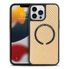 For iPhone 11 Pro Max Carbon Fiber Texture MagSafe Magnetic Phone Case (Yellow) - 1