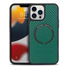 For iPhone 11 Pro Max Carbon Fiber Texture MagSafe Magnetic Phone Case (Green) - 1