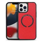 For iPhone 11 Pro Max Carbon Fiber Texture MagSafe Magnetic Phone Case (Red) - 1