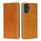 For Motorola Moto G 5G 2022 Cow Texture Magnetic Horizontal Flip Leather Phone Case(Light Brown) - 1