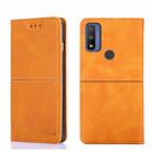 For Motorola G Pure Cow Texture Magnetic Horizontal Flip Leather Phone Case(Light Brown) - 1