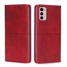 For Motorola Moto G42 4G Cow Texture Magnetic Horizontal Flip Leather Phone Case(Red) - 1