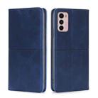 For Motorola Moto G42 4G Cow Texture Magnetic Horizontal Flip Leather Phone Case(Blue) - 1