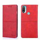 For Motorola Moto E20 Cow Texture Magnetic Horizontal Flip Leather Phone Case(Red) - 1