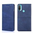For Motorola Moto E20 Cow Texture Magnetic Horizontal Flip Leather Phone Case(Blue) - 1