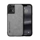 For OPPO Reno8 Skin Feel Magnetic Leather Back Phone Case(Light Grey) - 1