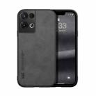 For OPPO Reno8 Skin Feel Magnetic Leather Back Phone Case(Dark Grey) - 1