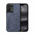 For OPPO Reno8 Pro Skin Feel Magnetic Leather Back Phone Case(Blue) - 1