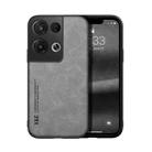 For OPPO Reno8 Pro+ Skin Feel Magnetic Leather Back Phone Case(Light Grey) - 1