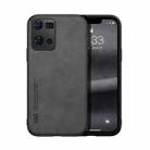 For OPPO Reno7 4G Skin Feel Magnetic Leather Back Phone Case(Dark Grey) - 1