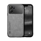 For OPPO K10 Skin Feel Magnetic Leather Back Phone Case(Light Grey) - 1