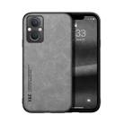 For OPPO A96 5G Skin Feel Magnetic Leather Back Phone Case(Light Grey) - 1