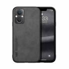 For OPPO A96 5G Skin Feel Magnetic Leather Back Phone Case(Dark Grey) - 1