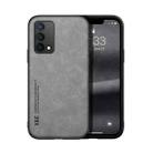 For OPPO A74 4G Skin Feel Magnetic Leather Back Phone Case(Light Grey) - 1