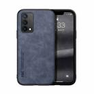 For OPPO A74 4G Skin Feel Magnetic Leather Back Phone Case(Blue) - 1