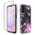 For Samsung Galaxy A13 4G PC+TPU Transparent Painted Phone Case(Pink Flower) - 1