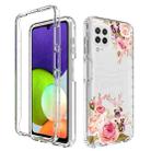 For Samsung Galaxy A22 4G PC+TPU Transparent Painted Phone Case(Pink Rose) - 1