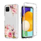 For Samsung Galaxy A22 5G PC+TPU Transparent Painted Phone Case(Pink Rose) - 1