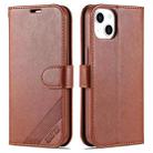 For iPhone 14 Plus AZNS Sheepskin Texture Horizontal Flip Leather Case (Brown) - 1