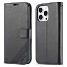 For iPhone 14 Pro AZNS Sheepskin Texture Horizontal Flip Leather Case(Black) - 1