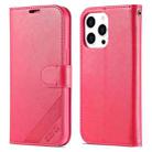 For iPhone 14 Pro AZNS Sheepskin Texture Horizontal Flip Leather Case(Red) - 1