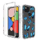 For Google Pixel 4a PC+TPU Transparent Painted Phone Case(Blue Butterflies) - 1
