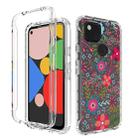 For Google Pixel 4a PC+TPU Transparent Painted Phone Case(Small Floral) - 1