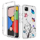 For Google Pixel 4a PC+TPU Transparent Painted Phone Case(Tree Butterflies) - 1