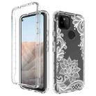 For Google Pixel 5a 5G PC+TPU Transparent Painted Phone Case(White Flower) - 1