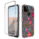 For Google Pixel 5a 5G PC+TPU Transparent Painted Phone Case(Small Floral) - 1