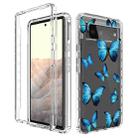 For Google Pixel 6 PC+TPU Transparent Painted Phone Case(Blue Butterflies) - 1