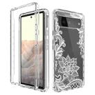 For Google Pixel 6 PC+TPU Transparent Painted Phone Case(White Flower) - 1