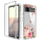 For Google Pixel 6 PC+TPU Transparent Painted Phone Case(Pink Rose) - 1