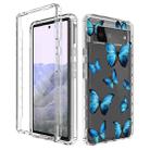 For Google Pixel 6 Pro PC+TPU Transparent Painted Phone Case(Blue Butterflies) - 1