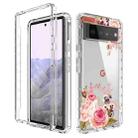 For Google Pixel 6 Pro PC+TPU Transparent Painted Phone Case(Pink Rose) - 1