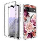 For Google Pixel 6 Pro PC+TPU Transparent Painted Phone Case(Purple Floral) - 1