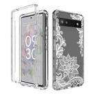 For Google Pixel 6a PC+TPU Transparent Painted Phone Case(White Flower) - 1