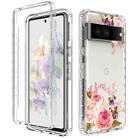 For Google Pixel 6a PC+TPU Transparent Painted Phone Case(Pink Rose) - 1