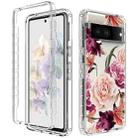 For Google Pixel 6a PC+TPU Transparent Painted Phone Case(Purple Floral) - 1