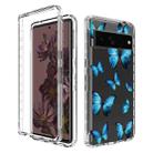 For Google Pixel 7 Pro PC+TPU Transparent Painted Phone Case(Blue Butterflies) - 1