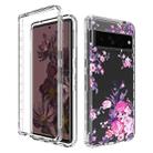 For Google Pixel 7 Pro PC+TPU Transparent Painted Phone Case(Pink Flower) - 1