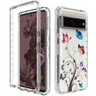 For Google Pixel 7 Pro PC+TPU Transparent Painted Phone Case(Tree Butterflies) - 1