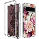 For Google Pixel 7 Pro PC+TPU Transparent Painted Phone Case(Purple Floral) - 1