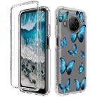 For Nokia X100 PC+TPU Transparent Painted Phone Case(Blue Butterflies) - 1