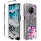 For Nokia X100 PC+TPU Transparent Painted Phone Case(Pink Flower) - 1