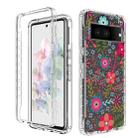 For Google Pixel 7 PC+TPU Transparent Painted Phone Case(Small Floral) - 1